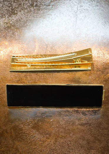 Adelaide - Black Rectangle Enamel Crocodile Clip.