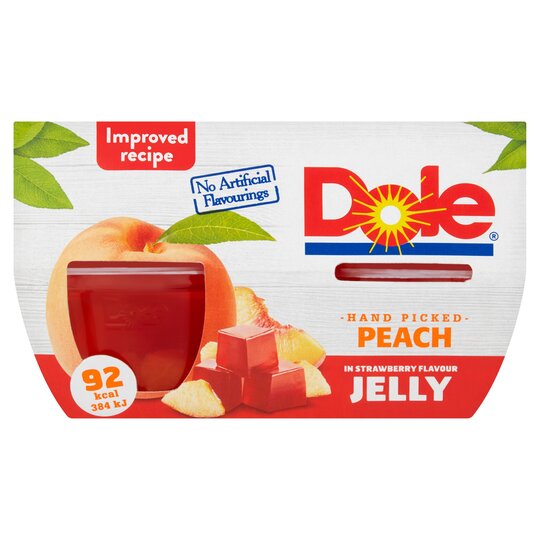 Dole Peach In Strawberry Flavour Jelly 4x123g