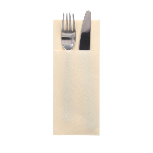 Papstar Folded Napkin/Cutlery Sleeve Cream pk100