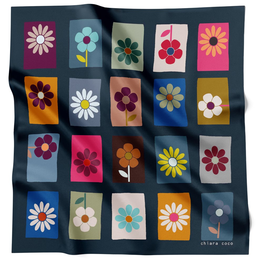 Flower Power Navy Blue