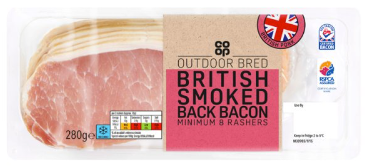 Co Op Smoked Rindless Back Bacon, 300g