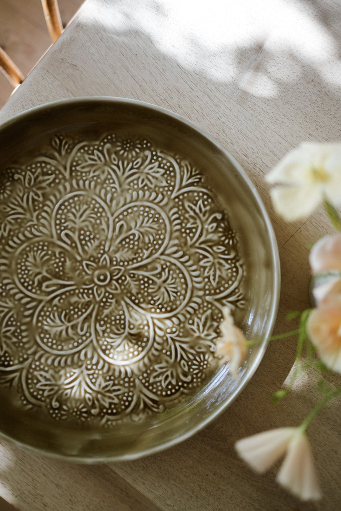 Enamel Platter Round - Taupe