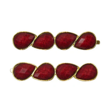 Darcie - Red Teardrop Marble Hair Slides