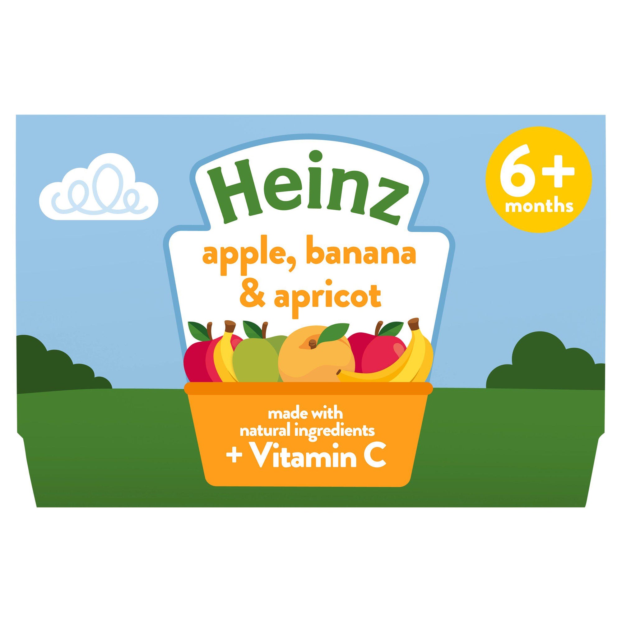 Heinz 6 plus Months By Nature Apple Banana & Apricot 4 x 100g