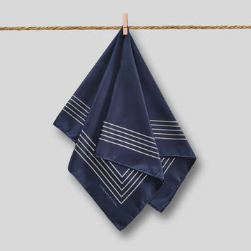 LV Scarf Multi Line Border, Navy/White 90x90cm