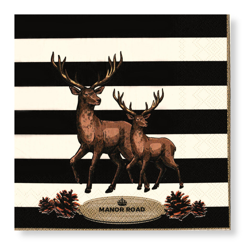 Manor Road Striped Deer Lunch Napkins 20pk