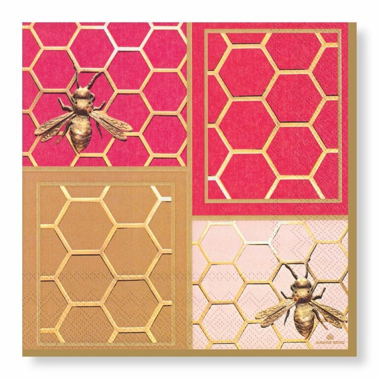 Manor Road Bees Cocktail Napkins 20pk