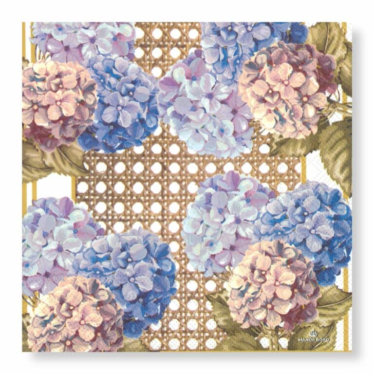 Manor Road Hydrangea & Rattan Lunch Napkins