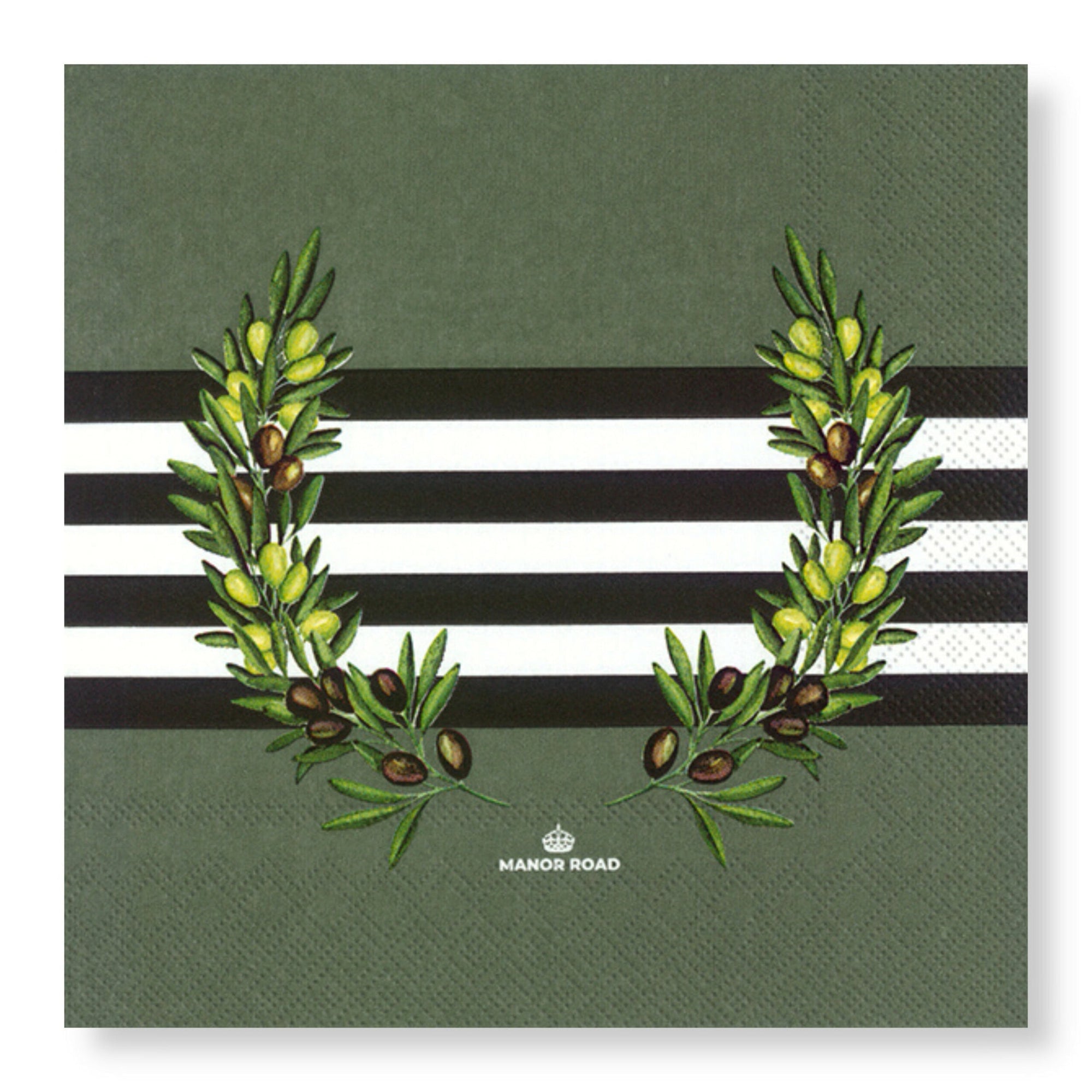 Manor Road Serviettes 40cm The Olive  Pk 20