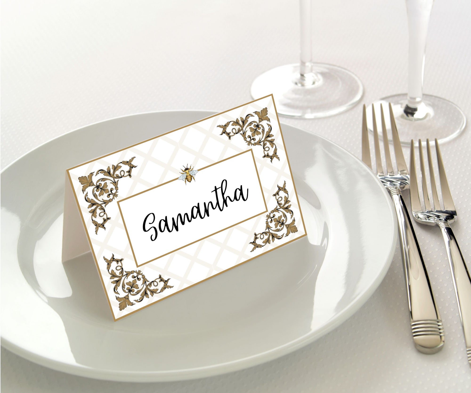 Manor Road Place Card Ornamental Bee 45pk