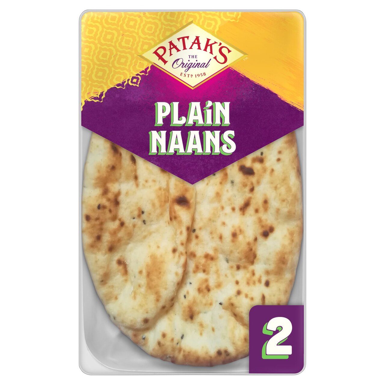 Pataks 2 Plain Naan Bread 280g