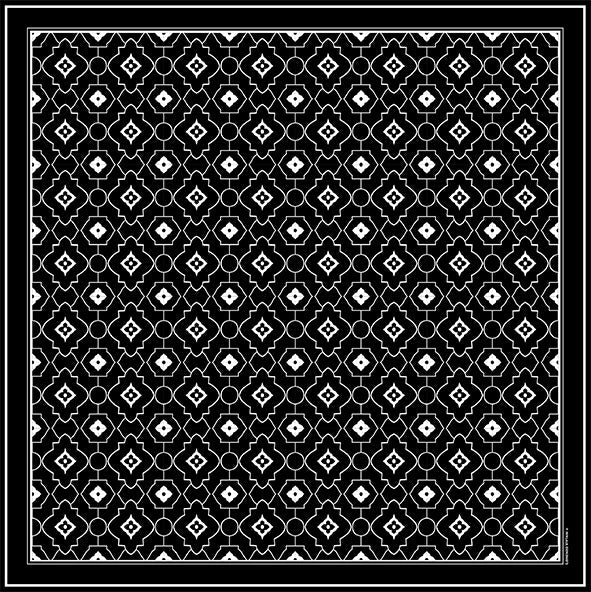 LV Scarf Patterned Plain, Black/White 90x90cm