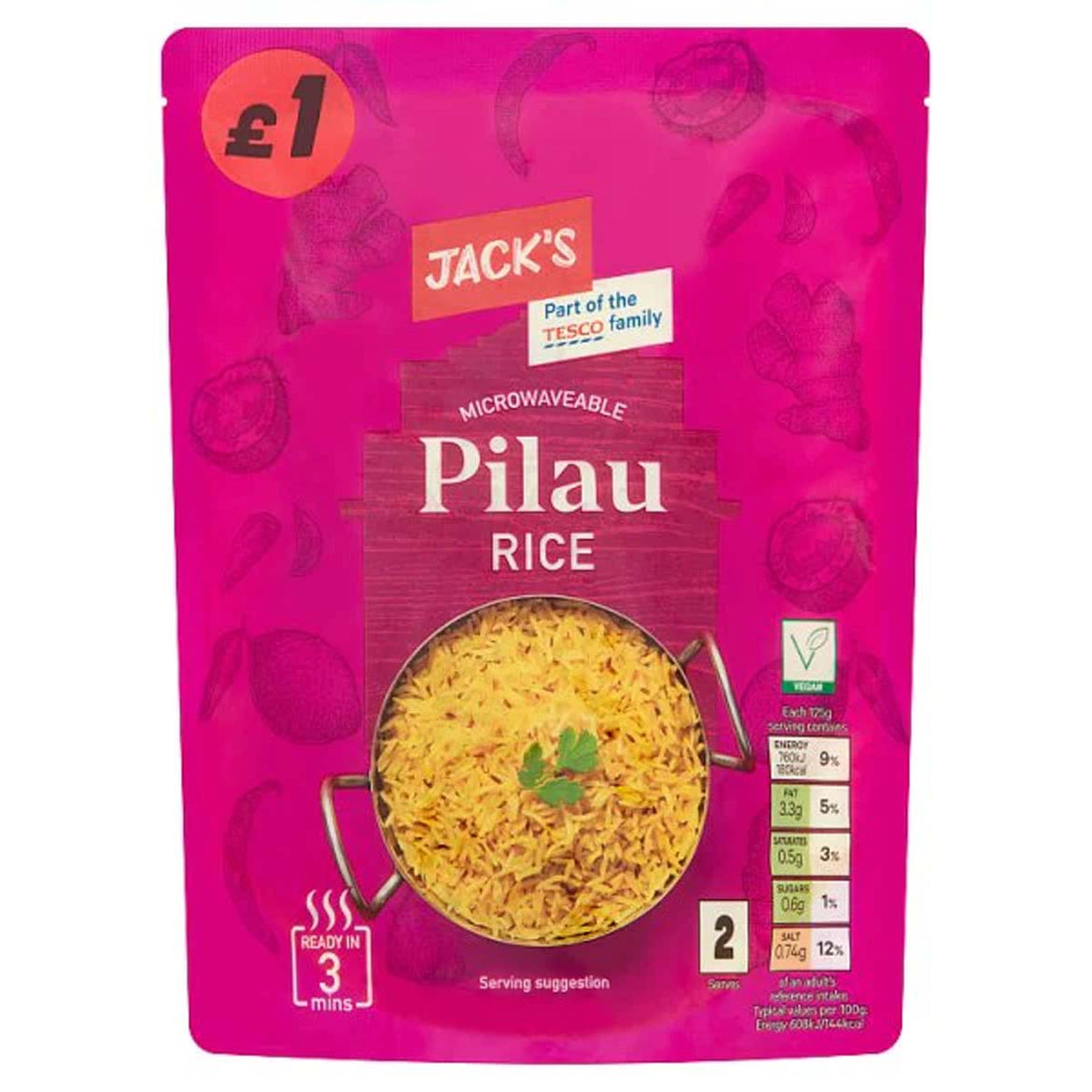 Jacks Microwavable Pilau Rice 250g - Bulk 6pk