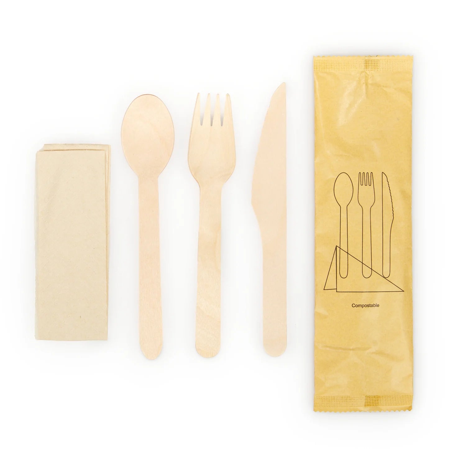 Wooden Cutlery Set With Napkin