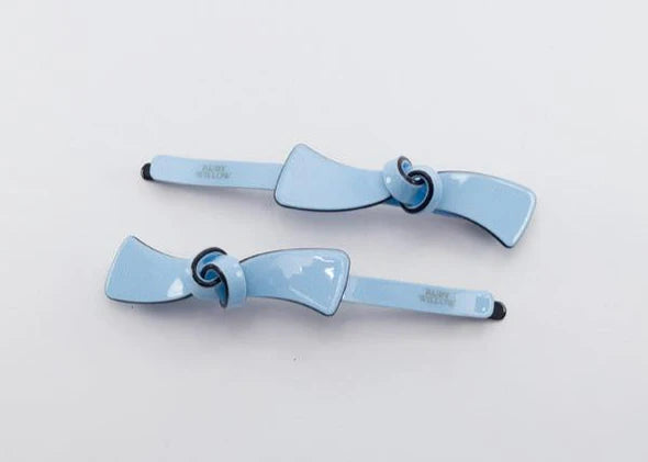 Sarita - Pale Blue Bow Hair Slides