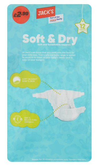 Jack's Soft & Dry Size 5 14 Nappies