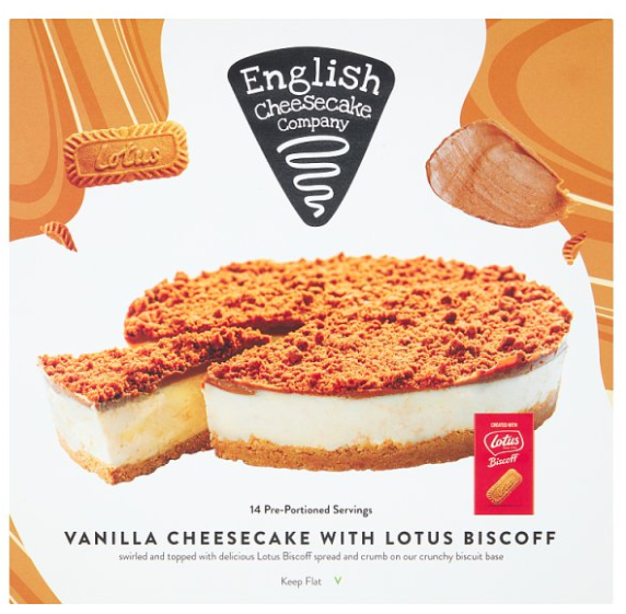 English Cheesecake Company Vanilla Cheesecake with Lotus Biscoff (14 portions)