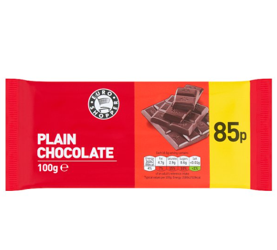 BULK Euro Shopper Plain Chocolate 100g x 28