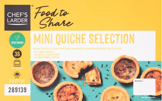Chef's Larder Food to Share Mini Quiche Selection 36pk