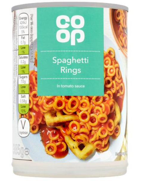 BULK Co Op Spaghetti Rings In Tomato Sauce 385g x6