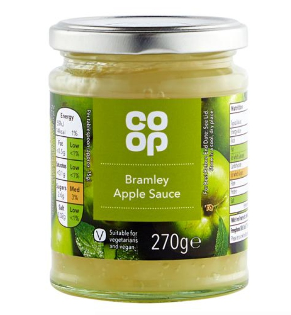 Co Op Bramley Apple Sauce 270g