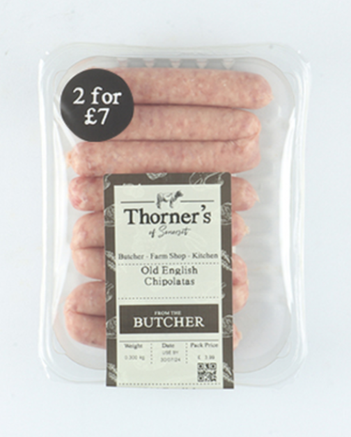 Thorner's Old English Chipolatas, 300g, 2for£7