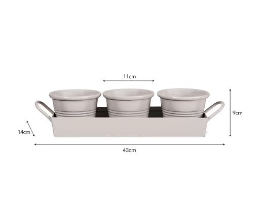 GTC Tray set with 3 Herb Pots