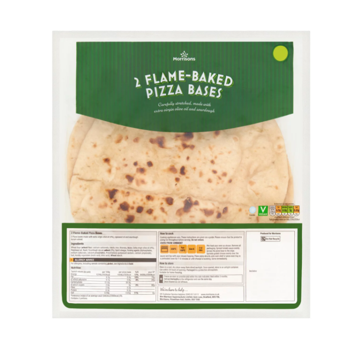 Morrisons Flame-Baked Sourdough Pizza Bases 2pk