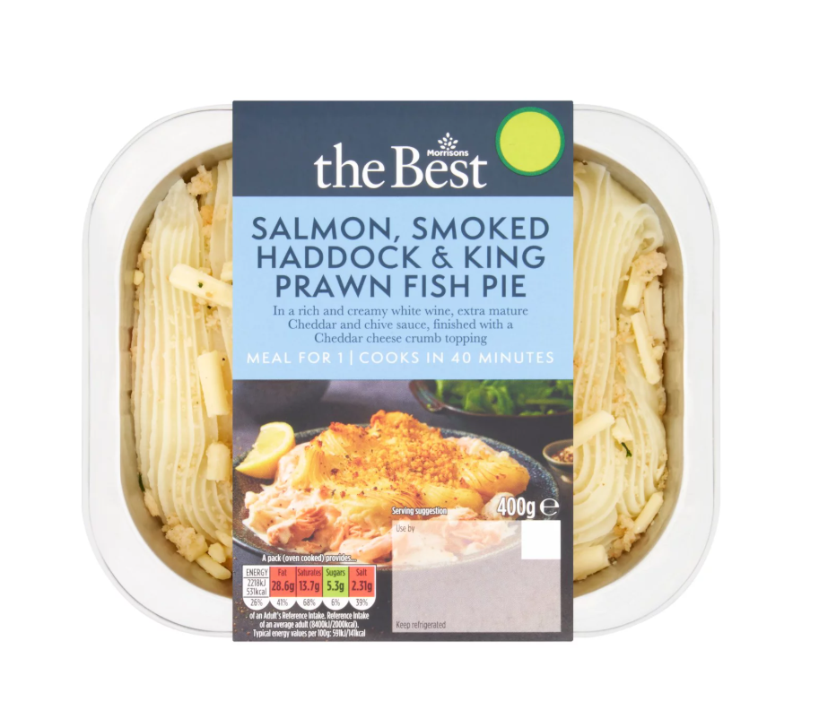 Morrisons The Best Salmon Smoked Haddock King Prawn Fish Pie 400g