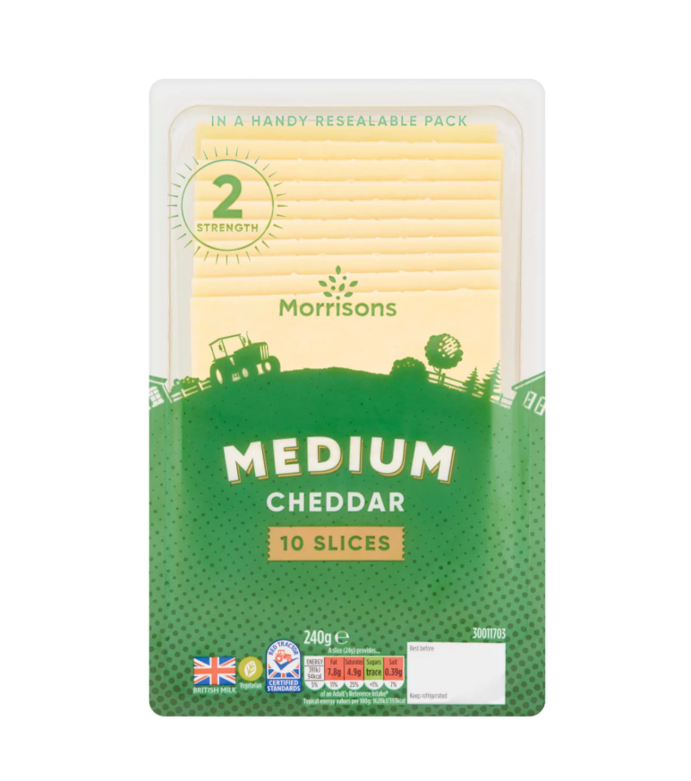 Morrisons Medium Cheddar Slices 240g