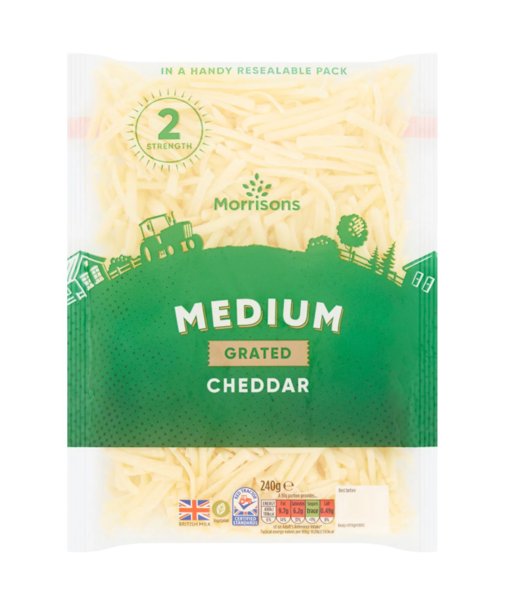 Morrisons Grated Medium White Cheddar 240g