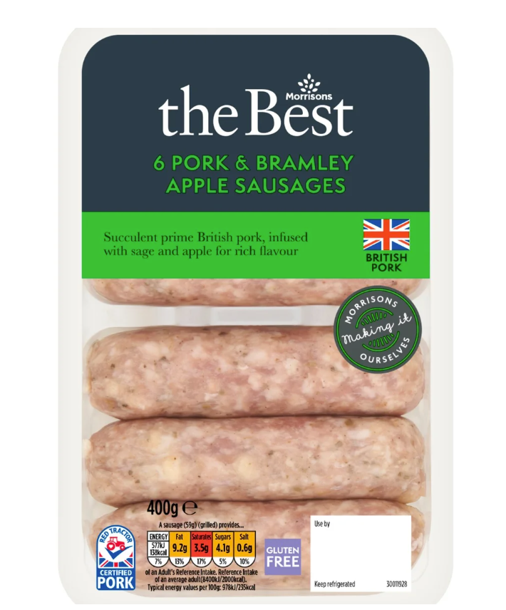 Morrisons The Best Gluten Free Pork & Bramley Apple Sausages 400g [463]