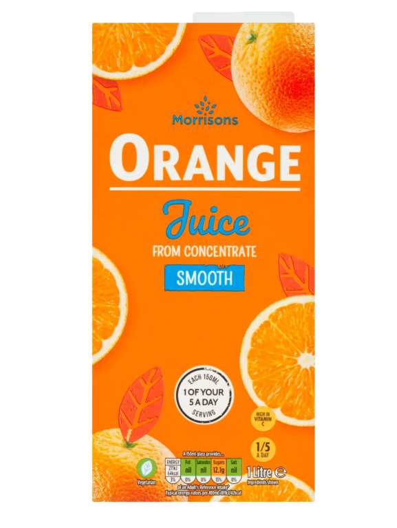 Morrisons Orange From Concentrate Juice Smooth 1L