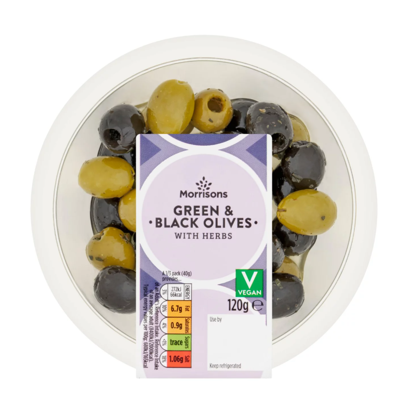 Morrisons Black & Green Olives With Herbs 120g