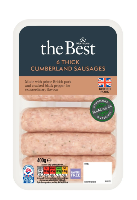 Morrisons The Best 6 Cumberland Thick Sausages 400g