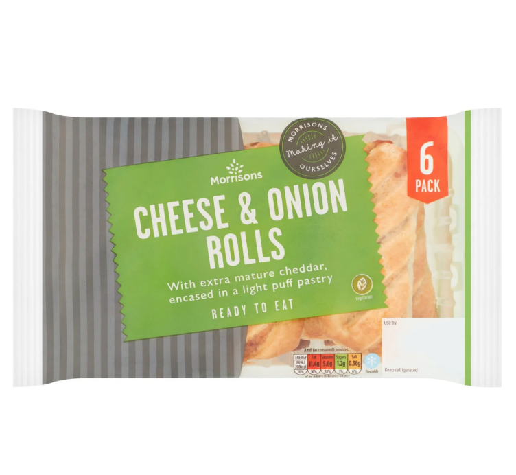 Morrisons 6 Fresh Bake Cheese and Onion Rolls 444g