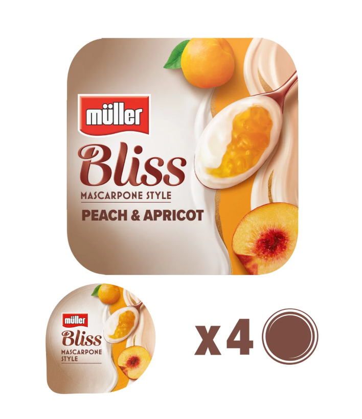 Muller Bliss Mascarpone Peach & Apricot 110g x 4pk