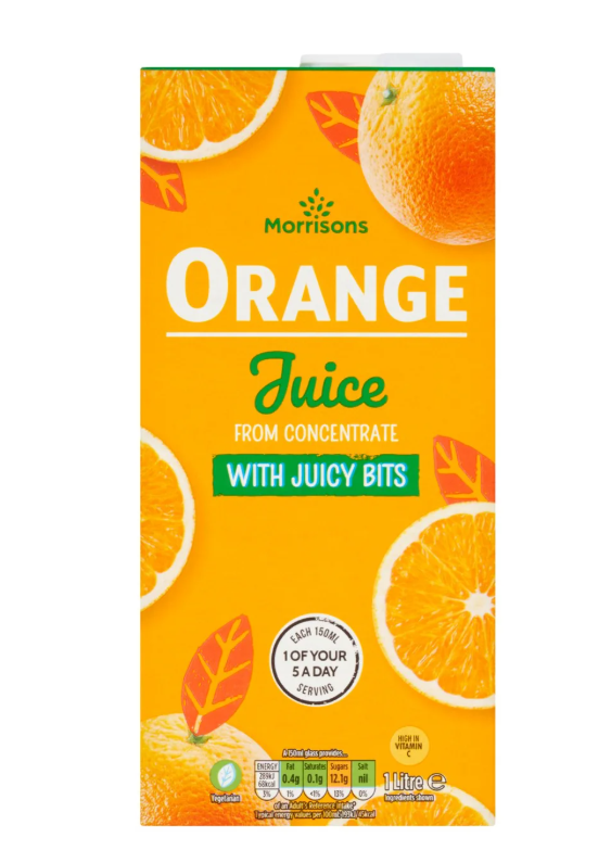 Morrisons Orange from Concentrate Juice with Bits 1L