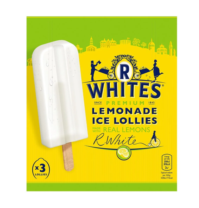 R Whites Premium Lemonade Ice Lollies 3 x 75ml