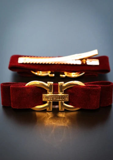 Valentina - Wine Red Velvet RW Buckle Crocodile Hair Clip