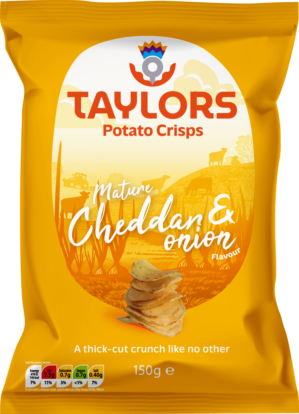 Taylors Mature Cheddar & Onion Flavour Potato Crisps 150g