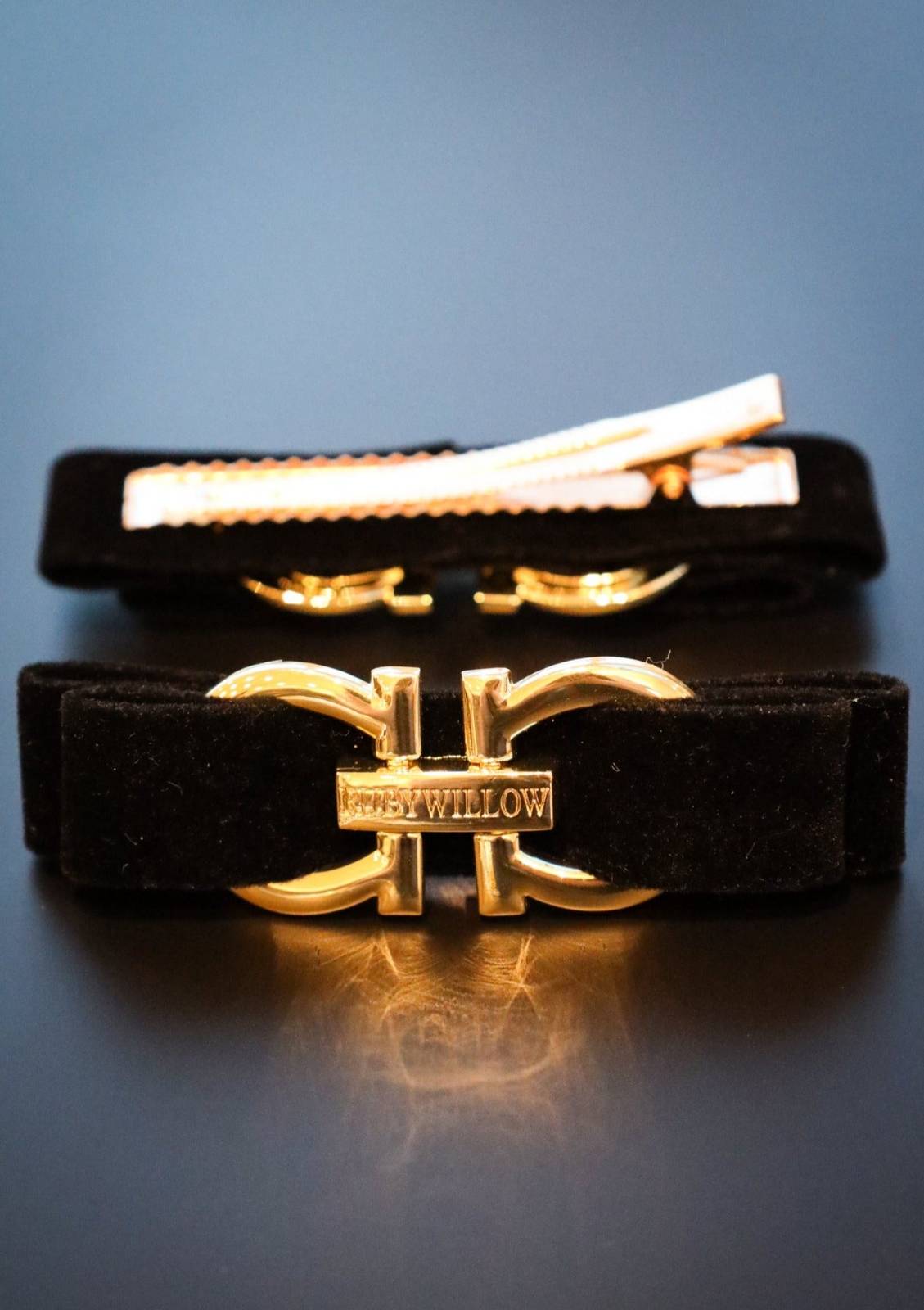 Valentina - Black Velvet RW Buckle Crocodile Hair Clip