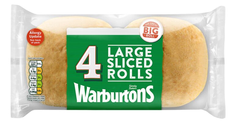 Warburtons pack 4 Large White Rolls