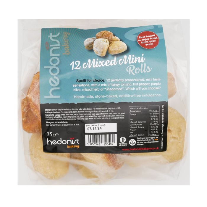 Hedonist Bakery Mixed Mini Rolls x12
