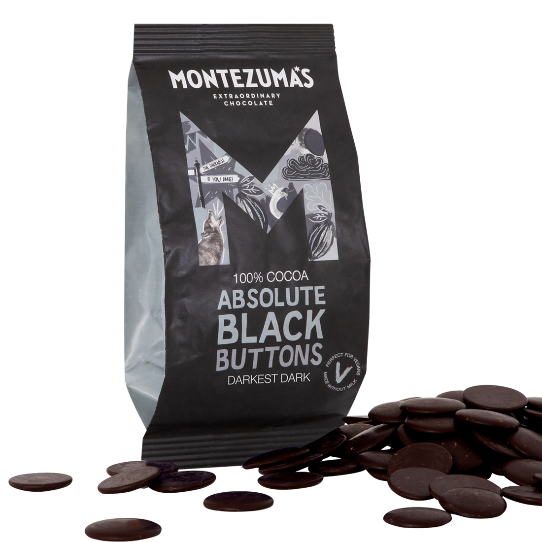 Montezuma's 100% Cocoa Absolute Black Buttons 180g