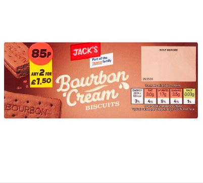 Jack's Bourbon Cream Biscuits 150g PM 85p 2F1.5
