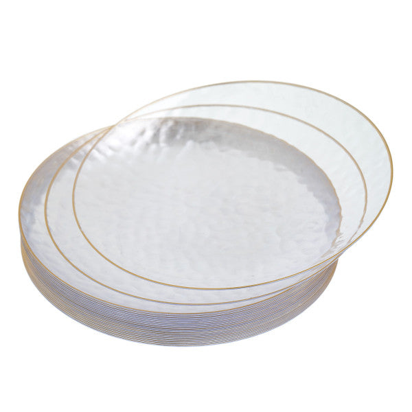 6inch Clear Plastic Dessert Plates With Gold Rim 20pk