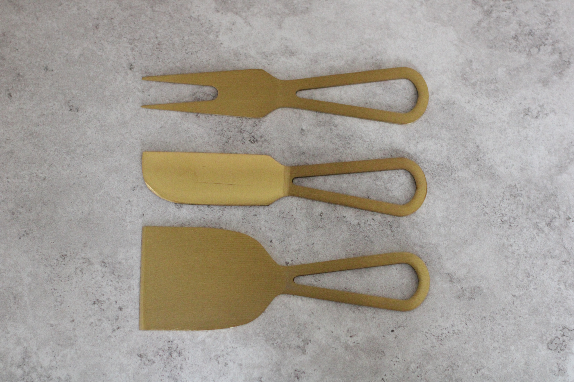 Gold 3 piece Flat Cheese Knife Set 13cm