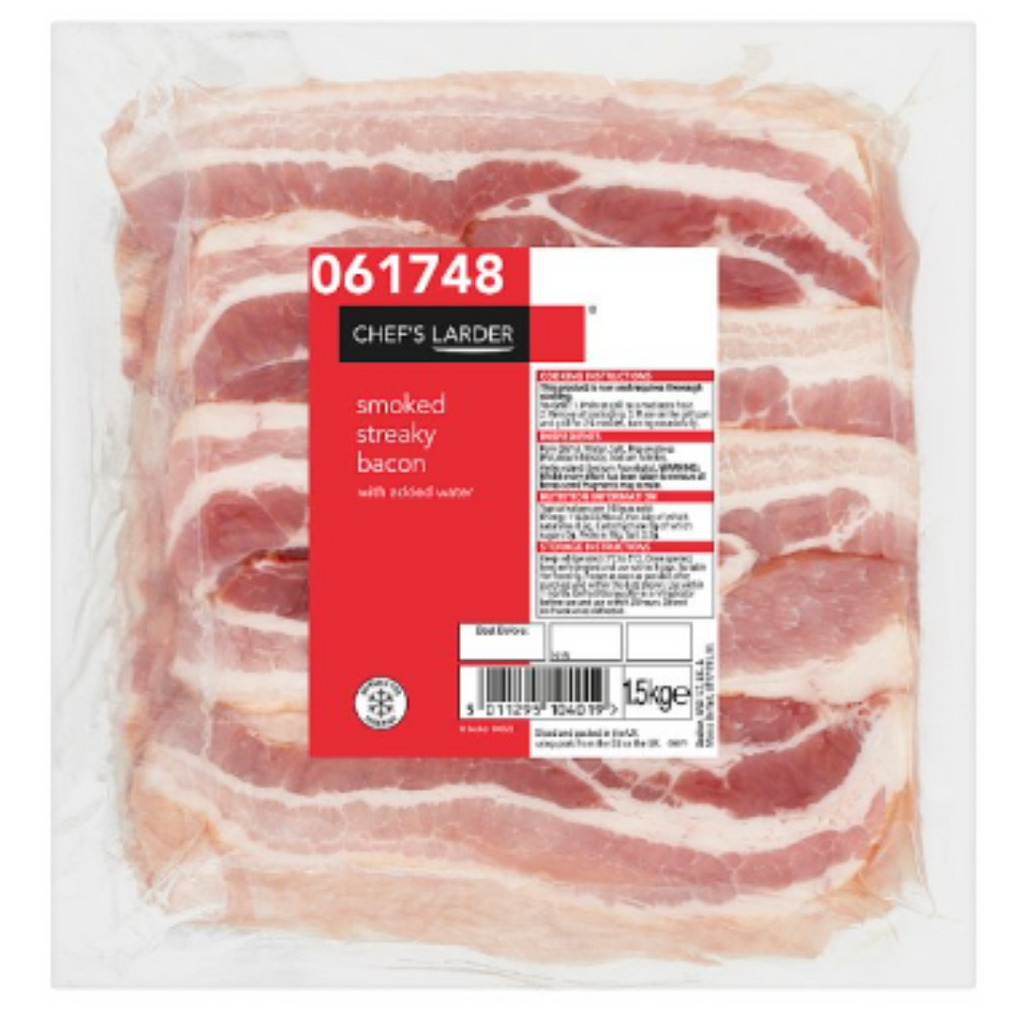 Chef's Larder Smoked Streaky Bacon, 1.5kg pack