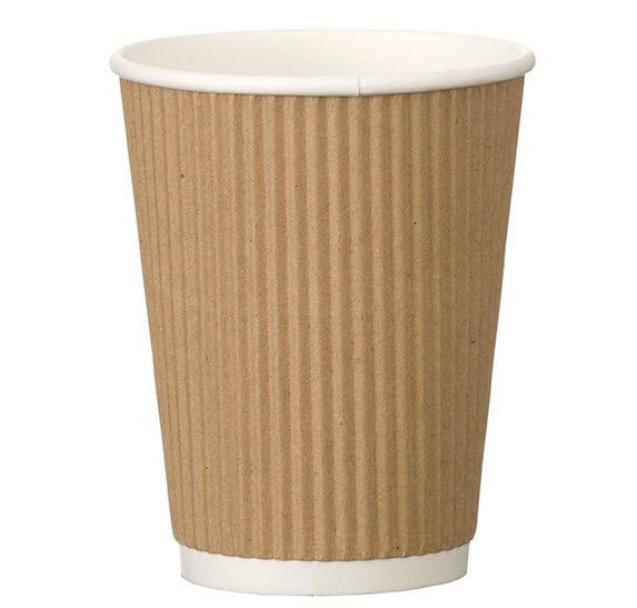 Kraft Ripple Wall Cups and Lids 12oz x40